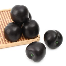 Luckforest Artificial Brin Plum, 6Pcs Lifelike Simulation Realistic Black Plum Fake Fruit for Home Kitchen Cabinet Decoration Food Photography Props Model