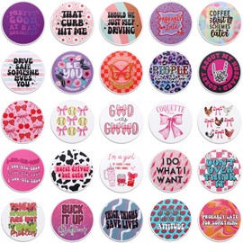 MUBYOK M449 2.5inch 100pcs Car Freshies Cardstock Cutouts Round for Circles Silicone Molds & Aroma Beads Accessories Supplies, Funny Quote, Positive Quotes, Coffee,Pink bow