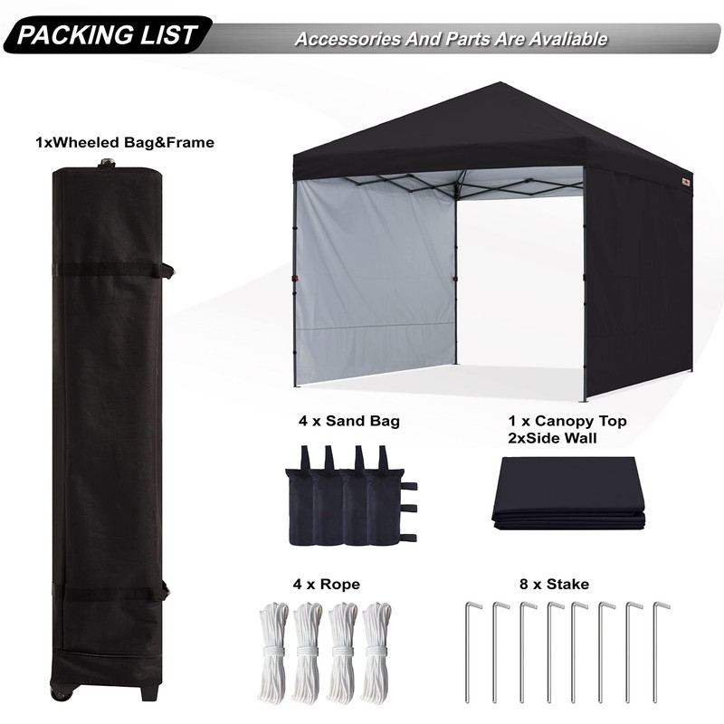 ABCCANOPY Easy Pop up Canopy Tent with 2 Sidewalls for