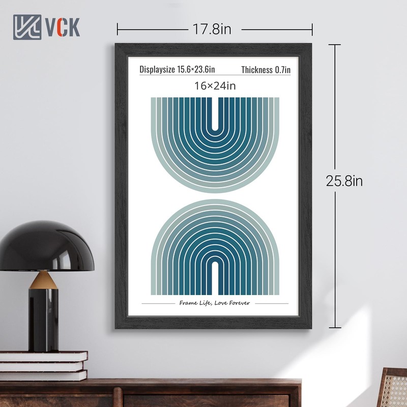 VCK 16x24 Picture Frame 3 Pack, Black Wood Poster Frame