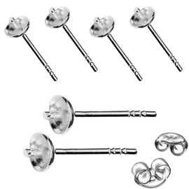 My-Bead 3 Pairs of Stud Earrings Pearl Shells 925 Sterling Silver Hypoallergenic Blanks for Beads Earrings DIY