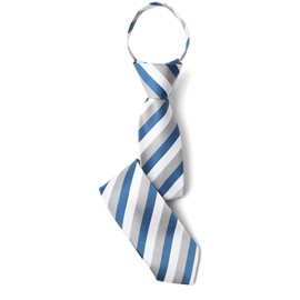 M.H.A.style 30748 Children's Striped One-Touch Necktie, Junior Size, Graduation Entrance and Wedding Ceremonies, multicolor (blue / gray)
