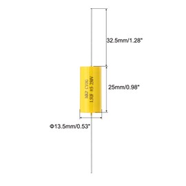 PATIKIL 1.5uF 250 V Frequency Divider Capacitor, 1 Pcs Axial Audio Speaker Crossover Step-Less Film Capacitor MKP Capacitor for Audio Equipment Appliances, Yellow