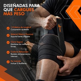 Hyperz - Rodillera de Compresión para Gym, Vendas para Rodillas, Soporte Rodillas Transpirable para Gimnasio, Crossfit, Pesas Rodillera Deportiva – Al
