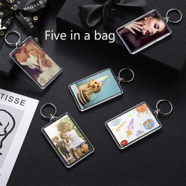 Lckaey photo keychain frame key chain pendant photo souvenir decorative buckle creative DIY gift key chain 5-pack Z002-small