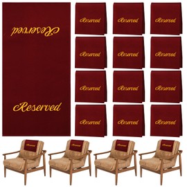 Tatuo 12 Pieces Reserved Seating Signs for Chairs 22 Inch Reserved Signs for Church Pews Cloth Placeholder for Restaurant Wedding Meeting and Event Parties(Burgundy and Gold)
