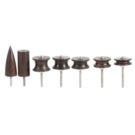 Ebony Leather Burnisher, Wooden Leather Craft Kit Leather Slicker Tool Drill Sets Polished Slicker Set Grinding Tip (7