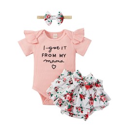 Xifamniy Newborn Baby Girl Clothes Outfit Summer Bodysuit Romper Infant (Mama-Pink, 12-18 Months, 12_Months)