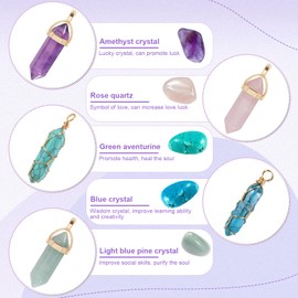 YUEIODDKL 5 Pieces Healing Stone Point Pendant Necklace for Men and Women, Hexagonal Crystal Pendant with Chains, Healing Stone Point Pendant Necklace, Crystals Chain Men's Hexagonal, One size