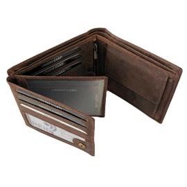 BUFFALO HILL Wallet I Lion Motif I Buffalo Leather Wallet I Genuine Leather Wallet I Landscape Format Men's Wallet I RFID Protection I Leather Wallet with Coin Compartment I 9 Card Slots I 2394,