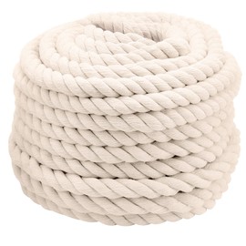 JOIKIT 100 Feet 3/4 Inch Twisted Cotton Rope 3-Strand Natural Thick White Cotton Rope for Hammocks, DIY Crafts, Gardening, Camping