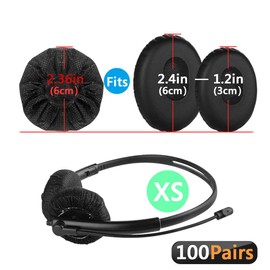 Geekria 100 pairs of stretchy headphone covers, disposable ear cups for telephone headset, office headset, computer headset, call centre headset, ear pads (1.2 - 2.4 inches)