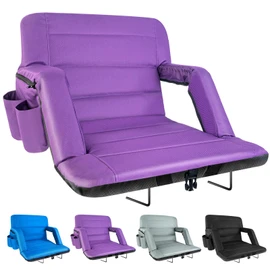 yeyeeyyee Extra Wide Stadium Seats with Back Support, Exclusive Bleacher Chairs with Back and Cushion Folding Stadium Chairs, 6 Reclining Positions Waterproof Bleacher Seats (Extra Wide|25" Purple)