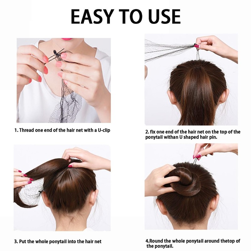 100Pcs Hair Net and Pin Set - 50Pcs 20" Invisible