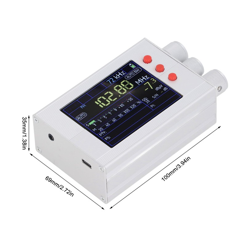 Full Band Radio Receiver 2in LCD Display 144‑27000Khz 65Mhz‑108Mhz Shortwave