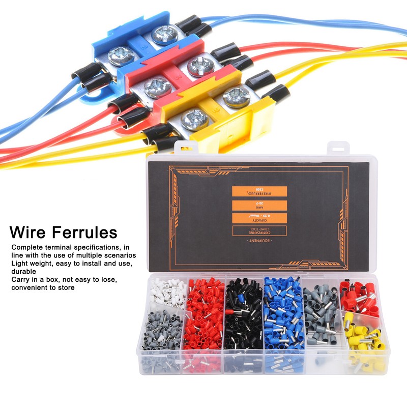 1200Pcs Wire Ferrules Crimping Cold Pressed Terminal Electrical Industrial Accessories