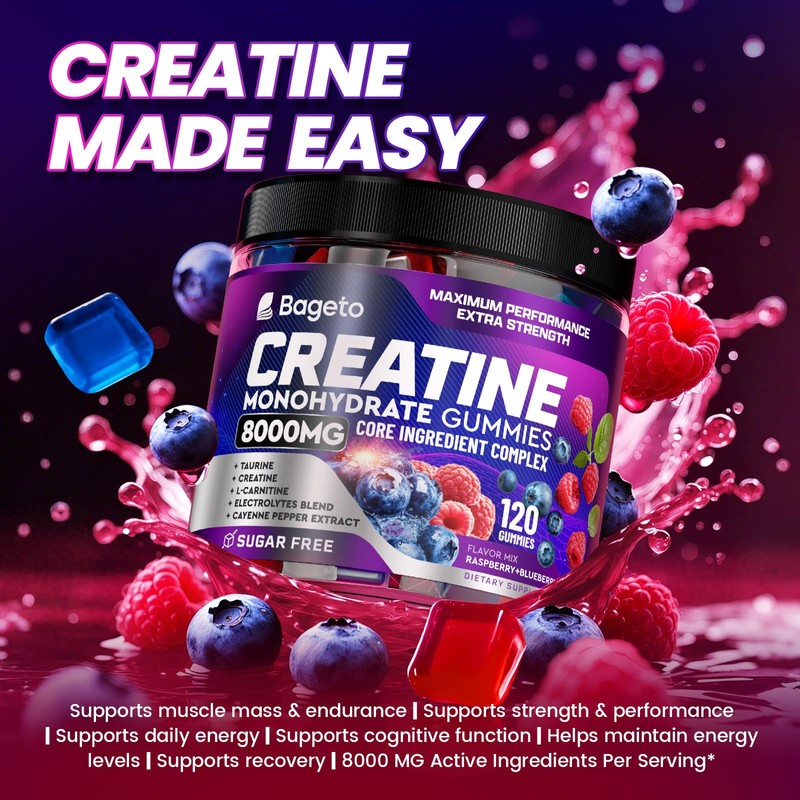 Bageto Creatine Gummies Complex + L-Carnitine + Taurine + Electrolytes