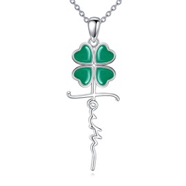 AINFQY Faith Cross Necklace for Women 925 Sterling Silver Lucky Clover Cross Pendant Necklace Faith Cross Jewelry Gift
