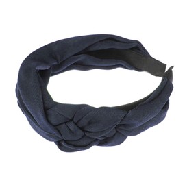Pretty Satin Chiffon Side Drape Triple Knotted Braid Beautiful Luxury Headband Alice Band navy