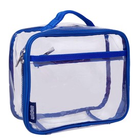Wildkin Kids Insulated Lunch Box Bag for Boys & Girls, Reusable Kids Lunch Box is Perfect for Early Elementary Daycare School Travel, Ideal for Hot or Cold Snacks & Bento Boxes (Clear w/Blue Trim)
