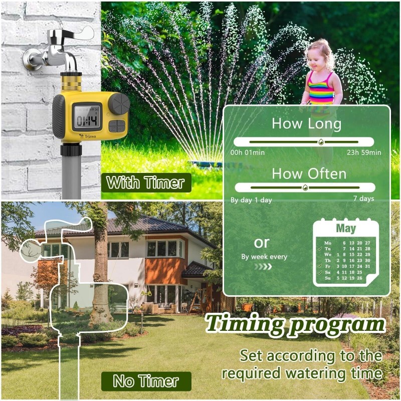TRJZWA TRJZWA Programmable Water Timer for Outdoor Garden Hose Sprinkler