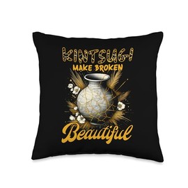 Pottery Ceramics Japanese Kintsugi Makes Broken Beautiful Throw Pillow