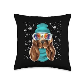 Cool Snow Dog Wearing Skating goggles Graphic Cool Designs Throw Pillow