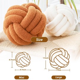 LUSJNGE Decorative Throw Knot Pillow Ball for Home Chair Sofa Couch Bed Aesthetic Round Decor Pillows Lambswool Knotted Pillow Cushion (Pink, 8.7 inches)