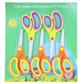 Left-Handed Kids Scissors by Kalatic (Pack of 5, Rounded-tip, 13.2 cm) - 5.2'' Lefty Soft Touch Blunt School Student Scissors Shears KT-004-CA-B