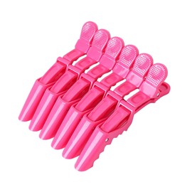 AKOAK 6 PCS Professional Anti slip Crocodile Clip - Large Styling Hair Clip for Women's Thick Hair, Dyeing or Hair Care Partition Positioning Clip, Salon DIY Accessories (Pink)