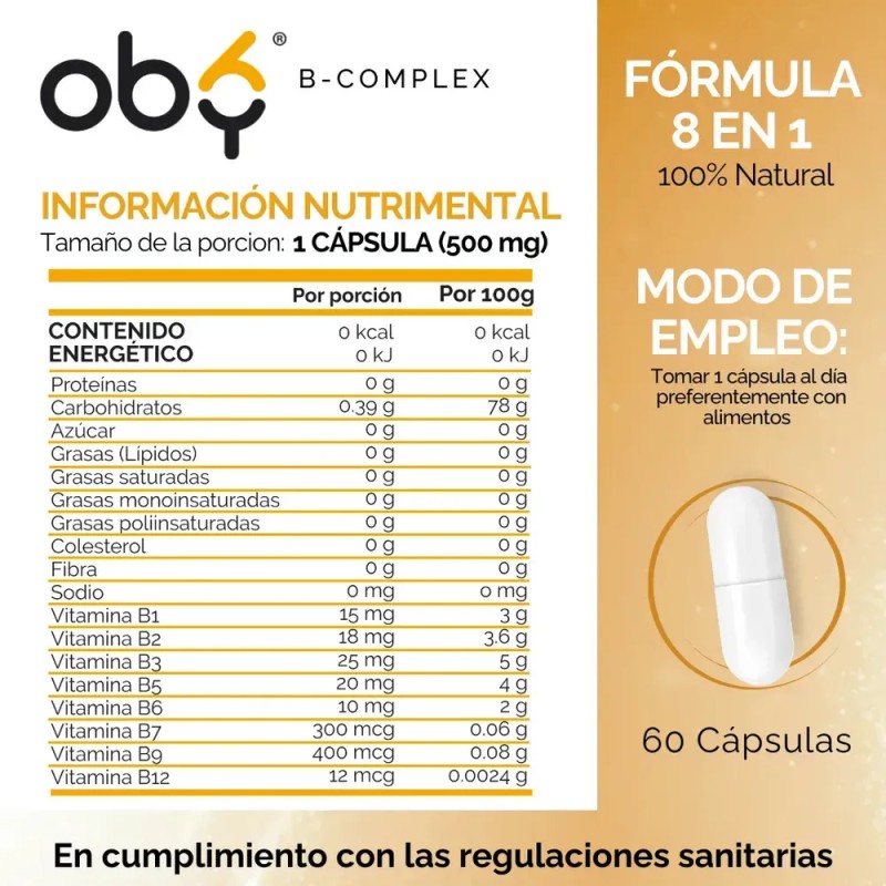 Complejo B Completo Vitamina B12, B1, B2, B3, B5, B6,