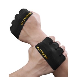 KUTOOK Fitnesshandschuhe Herren Kraftsport Krafttraining Handschuhe Damen Gym Gloves Women Sporthandschuhe Griffpolster Trainingshandschuhe Schwarz S