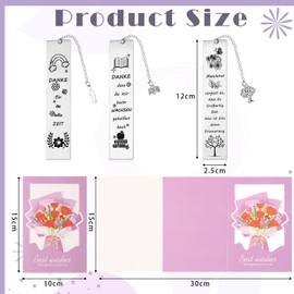 Clabby 3 Thank You Gift Sets for Teacher Teacher Thank You Bookmarks and Cards for Educator Teacher Farewell Retirement Graduation Christmas Birthday Gift for Nursery Primary School