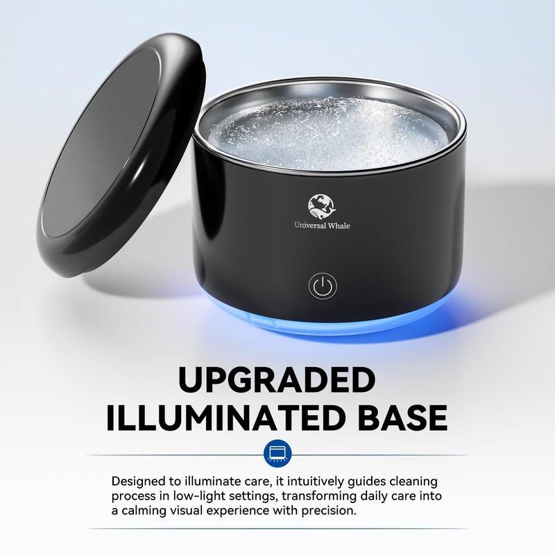 Portable Ultrasonic Cleaner, 56kHz Ultrasonic Retainer Cleaner, Upgraded Lighted Retainer