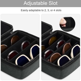 Bukere Travel Sunglasses Organizer Case, Adjustable Slot For Multiple Pairs, Portable Eyeglasses Storage Box for Men Women