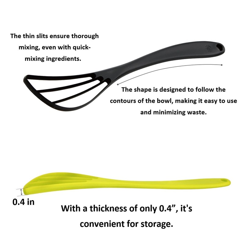SUNCRAFT Plastic Flat Whisk, Manual Whisk Mixing Spoon, Kitchen Gadget