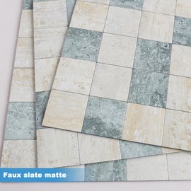 BeNice Kitchen Peel and Stick Tile Backsplash Bathroom Self Adhesive Stone Mosaic Thick Wall Stickers 12"x12"(Blue Rustic,10 Sheets)