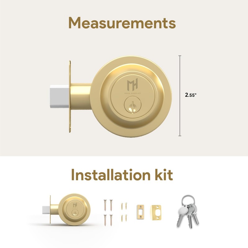 Mega Handles Buena Deadbolt Lock - Heavy Duty Square Locking