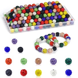 10mm Clay Rhinestone Beads for Jewelry Making, 100 Pcs Shiny Shamballa Disco Ball Design Bulk, Sparkle Baseball Beads for Bracelets Baseball Necklace Earrings DIY Crafts Decoration (Mix Colors)