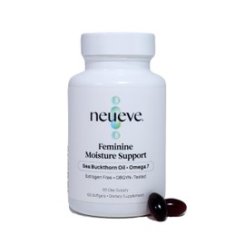 NeuEve Feminine Moisture Support Supplements with Sea Buckthorn Oil, Omega-7 for Vaginal Dryness, pH Balance & Moisture | 60 Vegan Softgels | 1-Month Supply