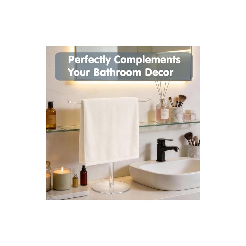 Clear Acrylic Hand Towel Holder Stand, T-Shape Free-Standing Towel Rack