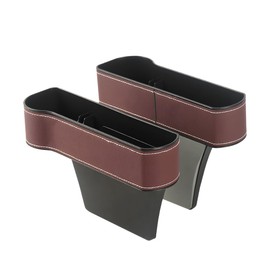 JNNJ Car Seat Gap Organiser Storage Box, Leather Car Gap Filler Organiser, Car Centre Console, Front Seat Gap Filler Car Seat Side Pocket Organiser (Brown)