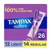 Tampax Radiant Tampons Multipack, with LeakGuard Braid, Light/Regular Absorbency, Unscented,