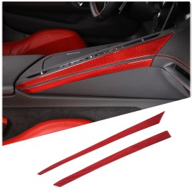 autopart2021 Red Carbon Fiber Center Console Right Side Trim Strip For Corvette C8 2020-25