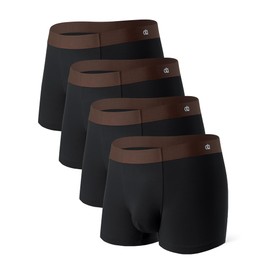 DAVID ARCHY Mens Underwear Trunks Rayon Made from Bamboo Seamless Breathable No Fly Pouch 4 Pack L Black