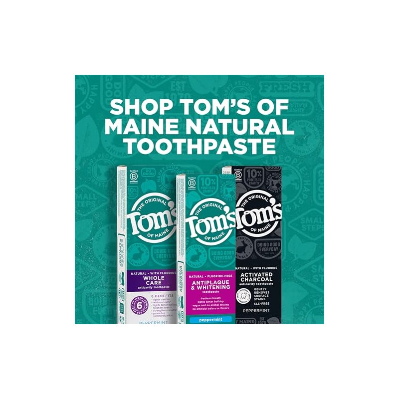 Tom's of Maine Fluoride-Free Antiplaque & Whitening Toothpaste, Travel Size,