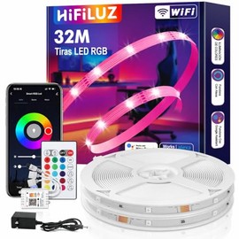 32M Luces Led Compatible Alexa Tira Led Exterior WiFi 3535 RGB Color Controlada Por Teléfono Inteligente, Trabaja con Sistema Android y iOS, Google, Tiras Leds de luz para Cuarto(32M-2 Rollos)