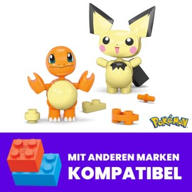 MEGA Pokémon Action-Figur-Bauspielzeug-Set, Pokéball 2er-Pack, Pichu und Charmander mit 40 Teilen, für Kinder, HXP13