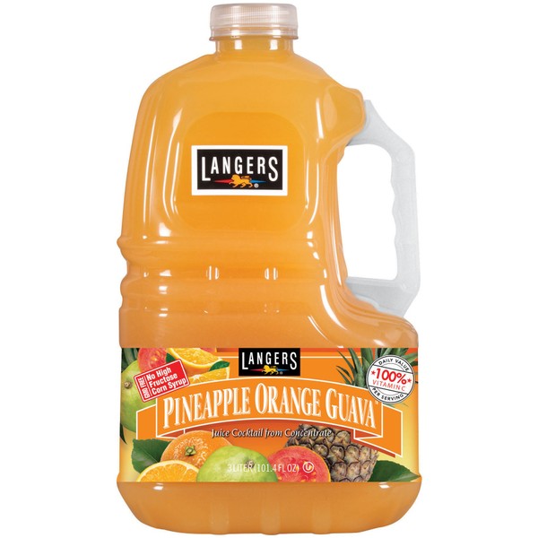 Langers Juice Cocktail, Pineapple Orange Guava, orange, pineapple, 405.6 Fl