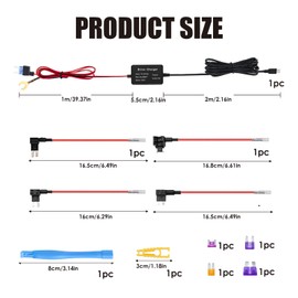 Upgraded Dash Cam Hardwire Kit, Type-C USB Rear Hard Wire Kit Universal Dash Camera Charger Power Cord 12V-24V to 5V with Low Voltage Protection 13ft for Dashcam GPS Power Supply Radar Detectors